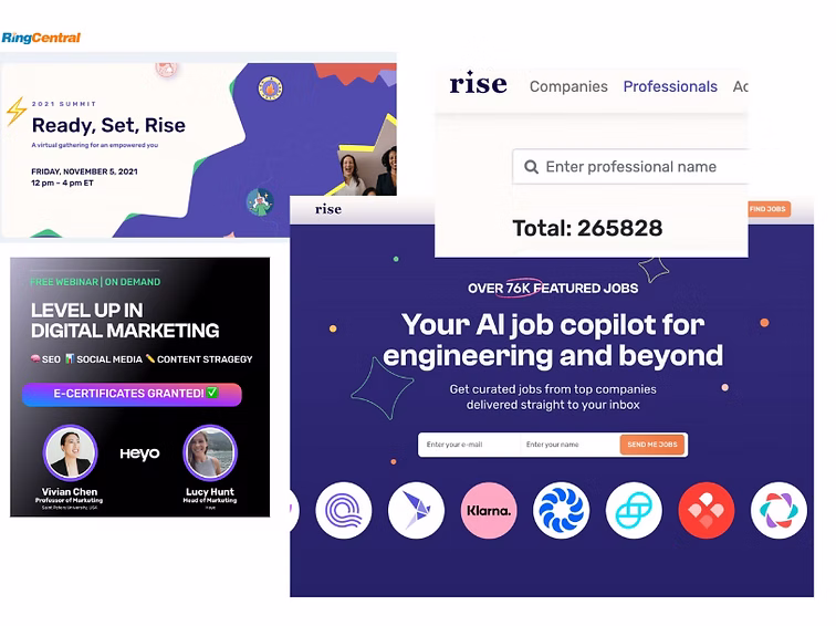 Rise career platform visual, representing community growth work for diverse professionals