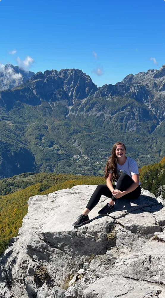 Lucy on a mountaintop